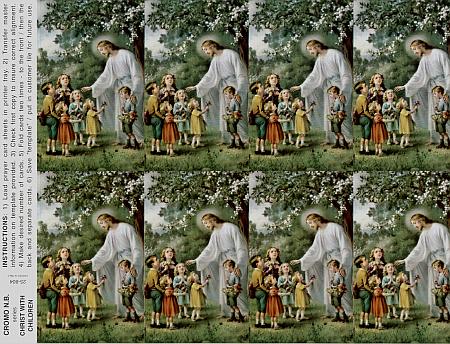 (image for) Holy Card: Jesus with Children sheet of 8