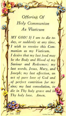 (image for) Holy Card - Offering of Holy Communion as Viaticum