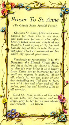 (image for) Holy Card - St. Anne Prayer