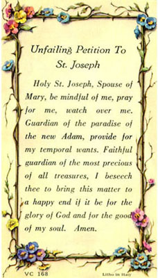 (image for) Holy Card - Unfailing Petition to St Joseph