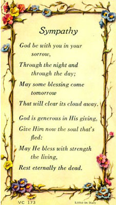 (image for) Holy Card - Sympathy Prayer