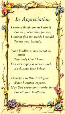 (image for) Holy Card - In Appreciation