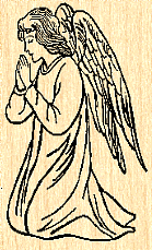 (image for) Rubber Stamp - Prayerful Angel - left (mounted)