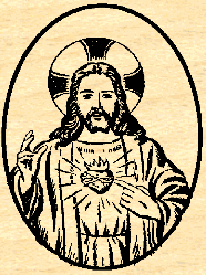 (image for) Rubber Stamp - Oval - Sacred Heart (mounted)