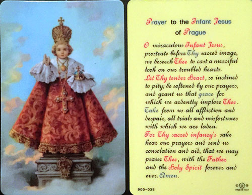 (image for) Holy Card: Prayer to the Infant Jesus of Prague - laminated wallet size