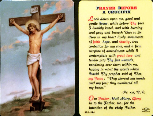 (image for) Holy Card: Prayer before a Crucifix - laminated wallet size