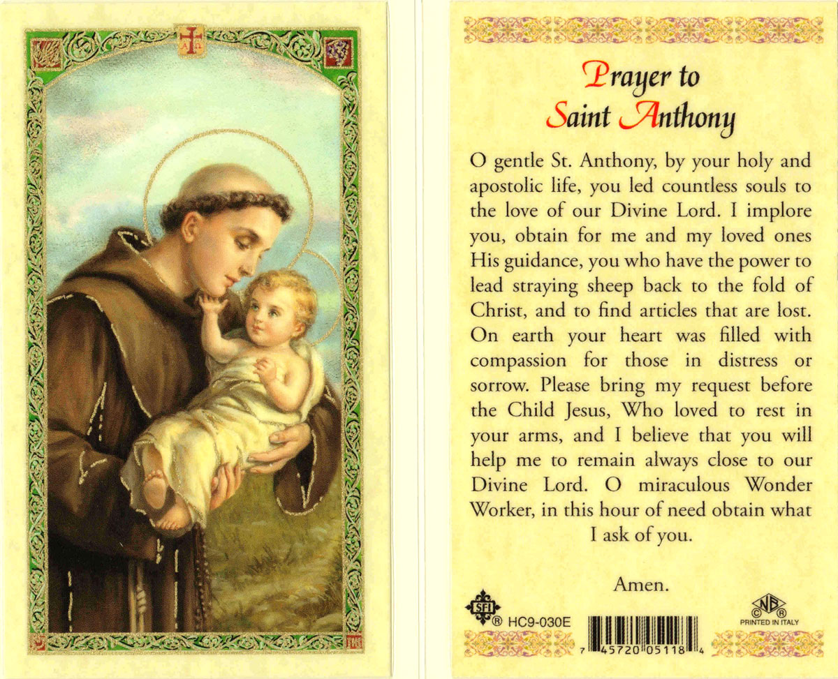 (image for) Holy Card: Prayer to Saint Anthony