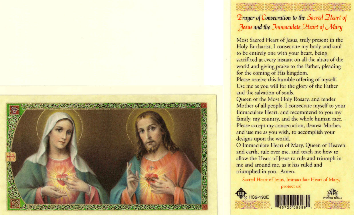 (image for) Holy Card: Consecration to Sacred Heart and Immaculate Heart