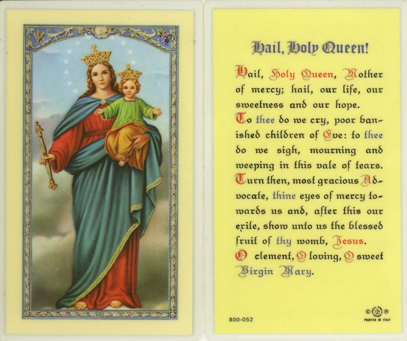 (image for) Holy Card: Hail Holy Queen (laminated)