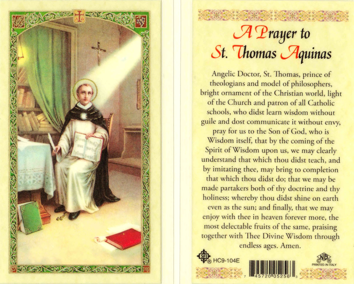 (image for) Holy Card: Prayer to Saint Thomas Aquinas