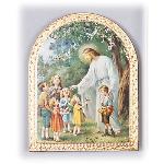 (image for) Florentine Plaque Series - Round Jesus w/Children 9.5" x 7.5"